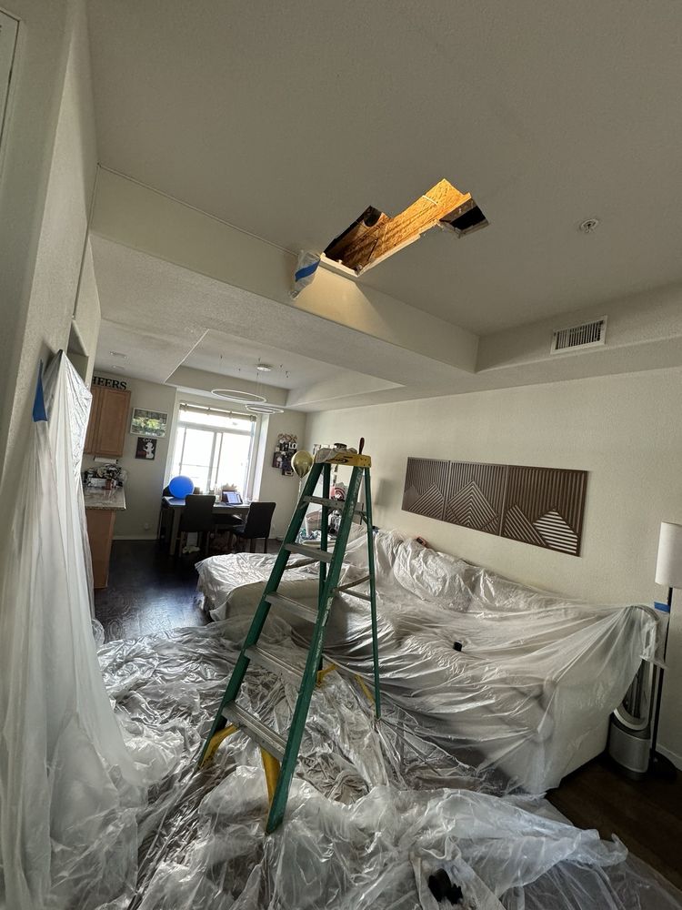 Repairing a leak.